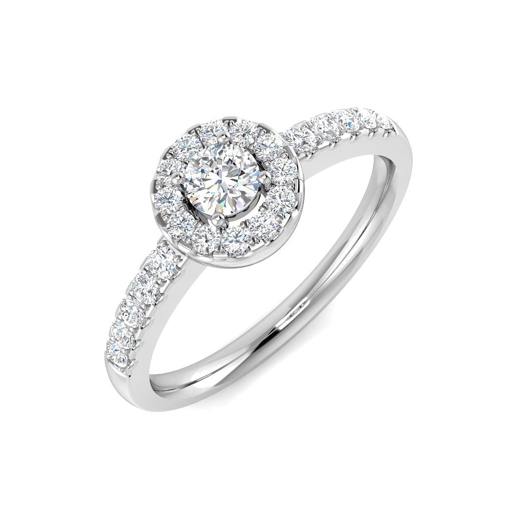 Halo Diamond Ring 0.39ct – BJR0070 – 18k White Gold