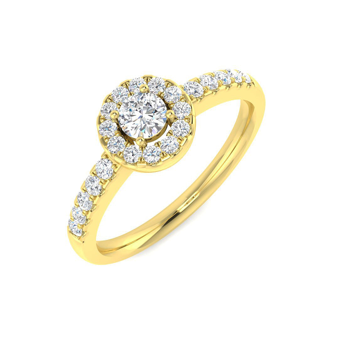 Halo Diamond Ring 0.39ct – BJR0070 – 18k Yellow Gold