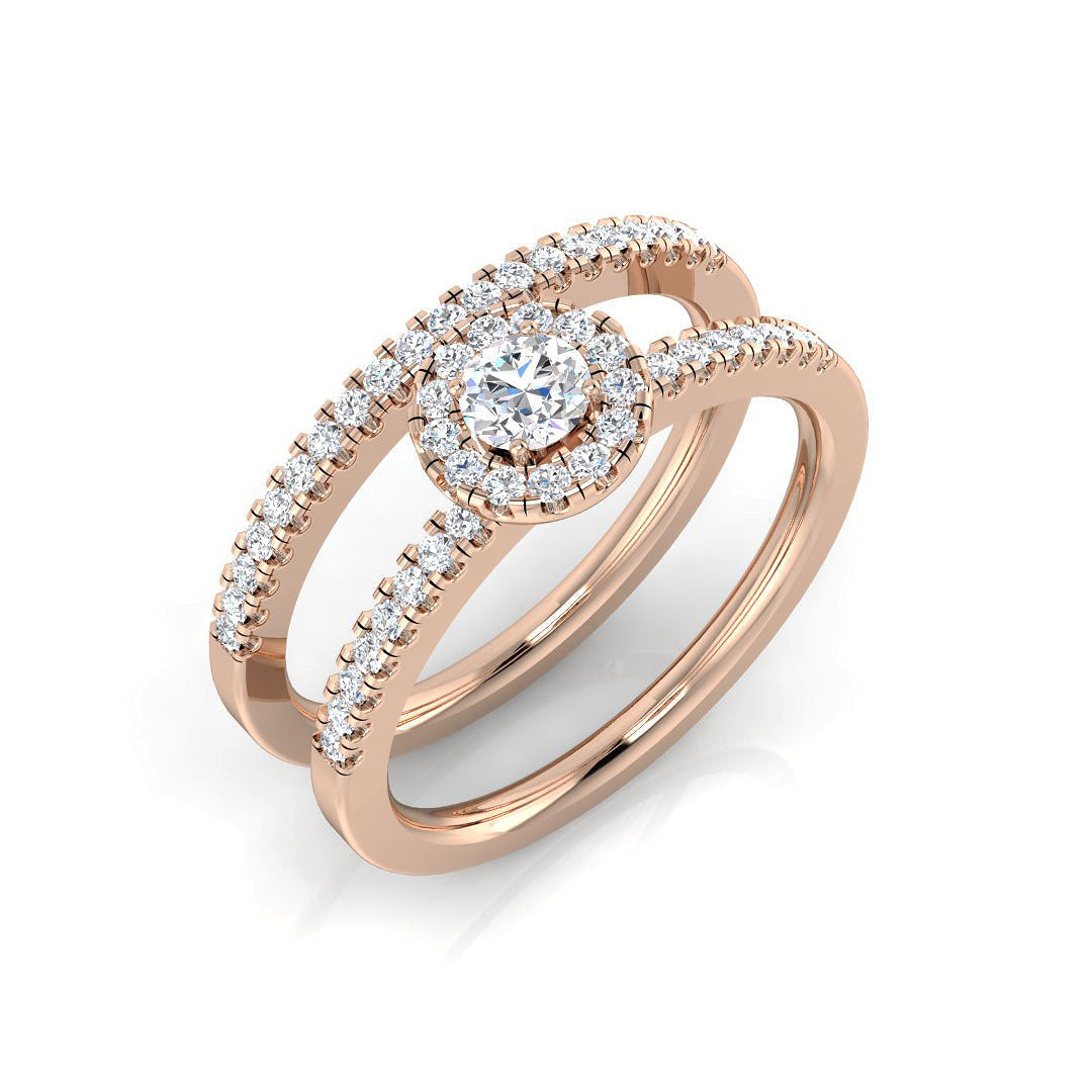 Halo Diamond Ring 0.11ct–0.58ct – BJR0166 – 18k Rose Gold