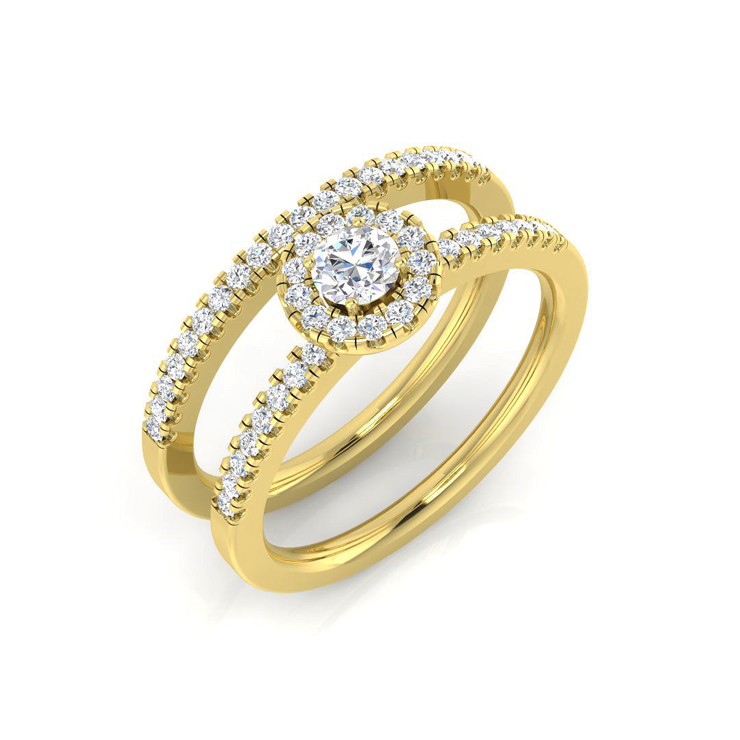 Halo Diamond Ring 0.11ct–0.58ct – BJR0166 – 18k Yellow Gold