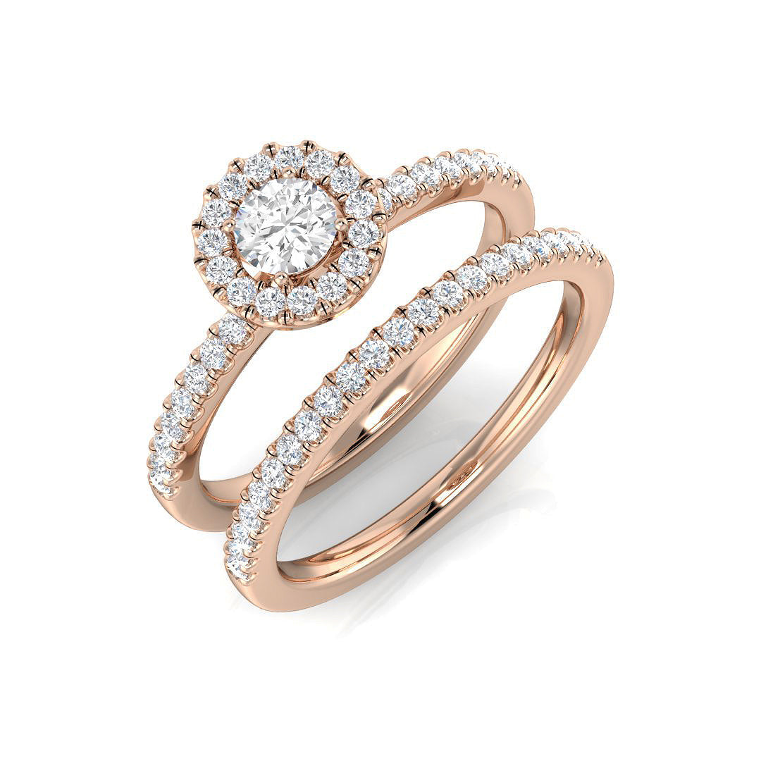 Halo Diamond Ring 0.11ct–0.58ct – BJR0166 – 18k Rose Gold