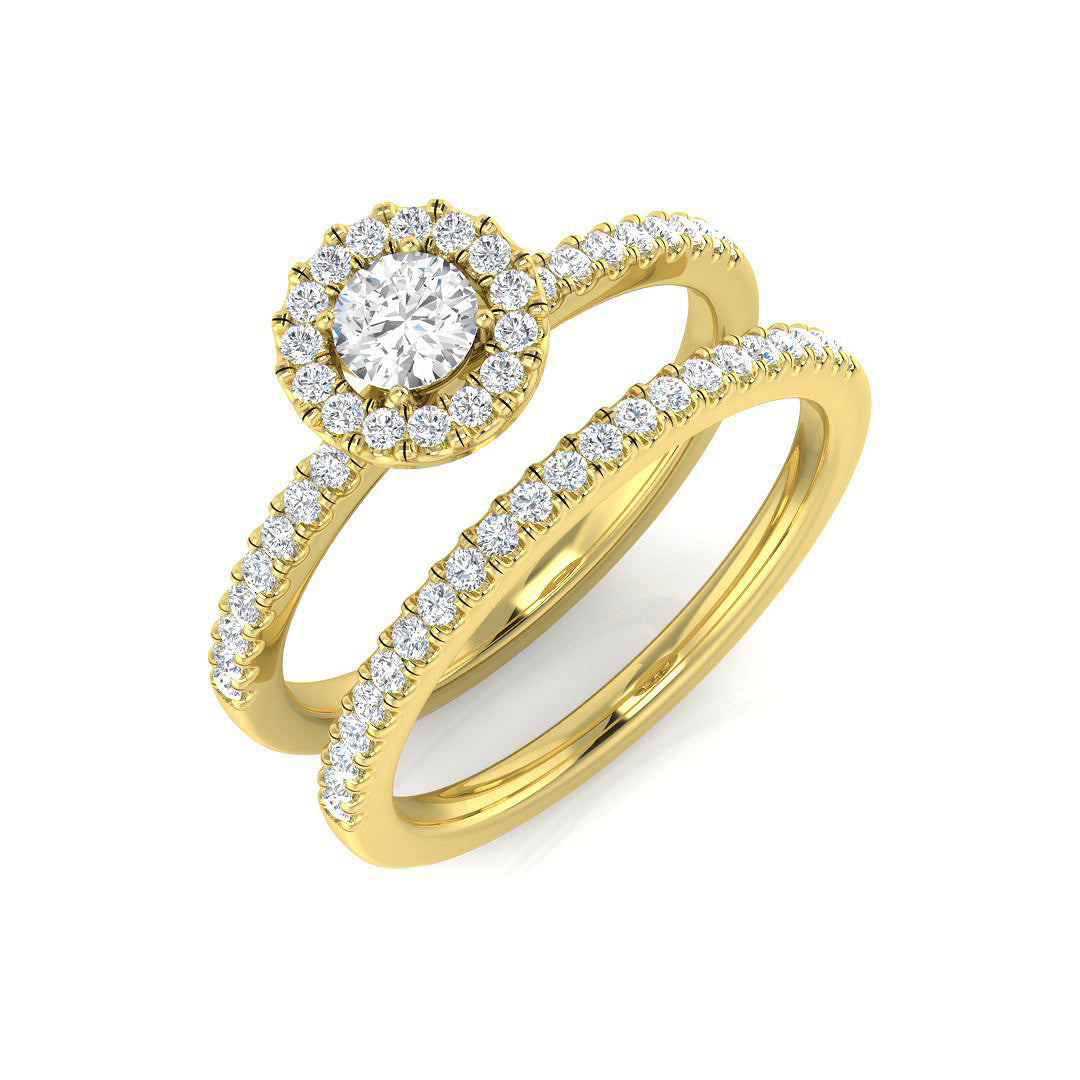 Halo Diamond Ring 0.11ct–0.58ct – BJR0166 – 18k Yellow Gold