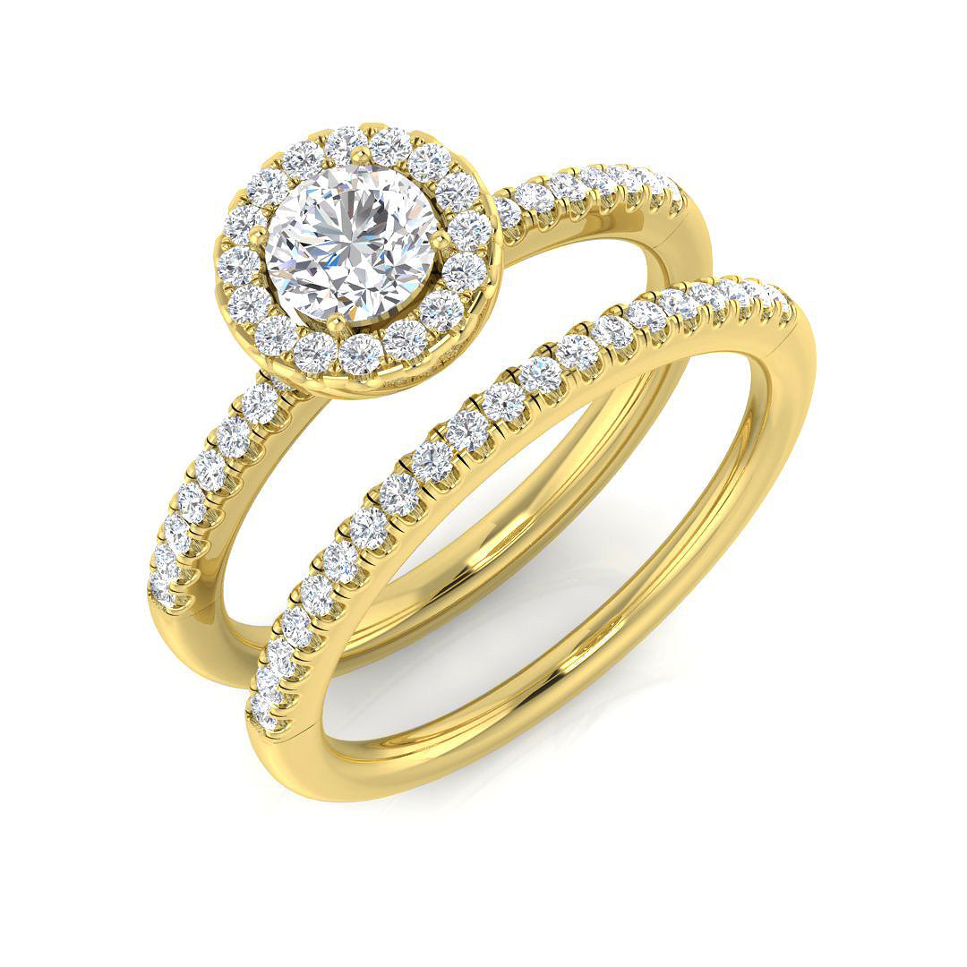Halo Diamond Ring 0.11ct–0.58ct – BJR0166 – 18k Yellow Gold