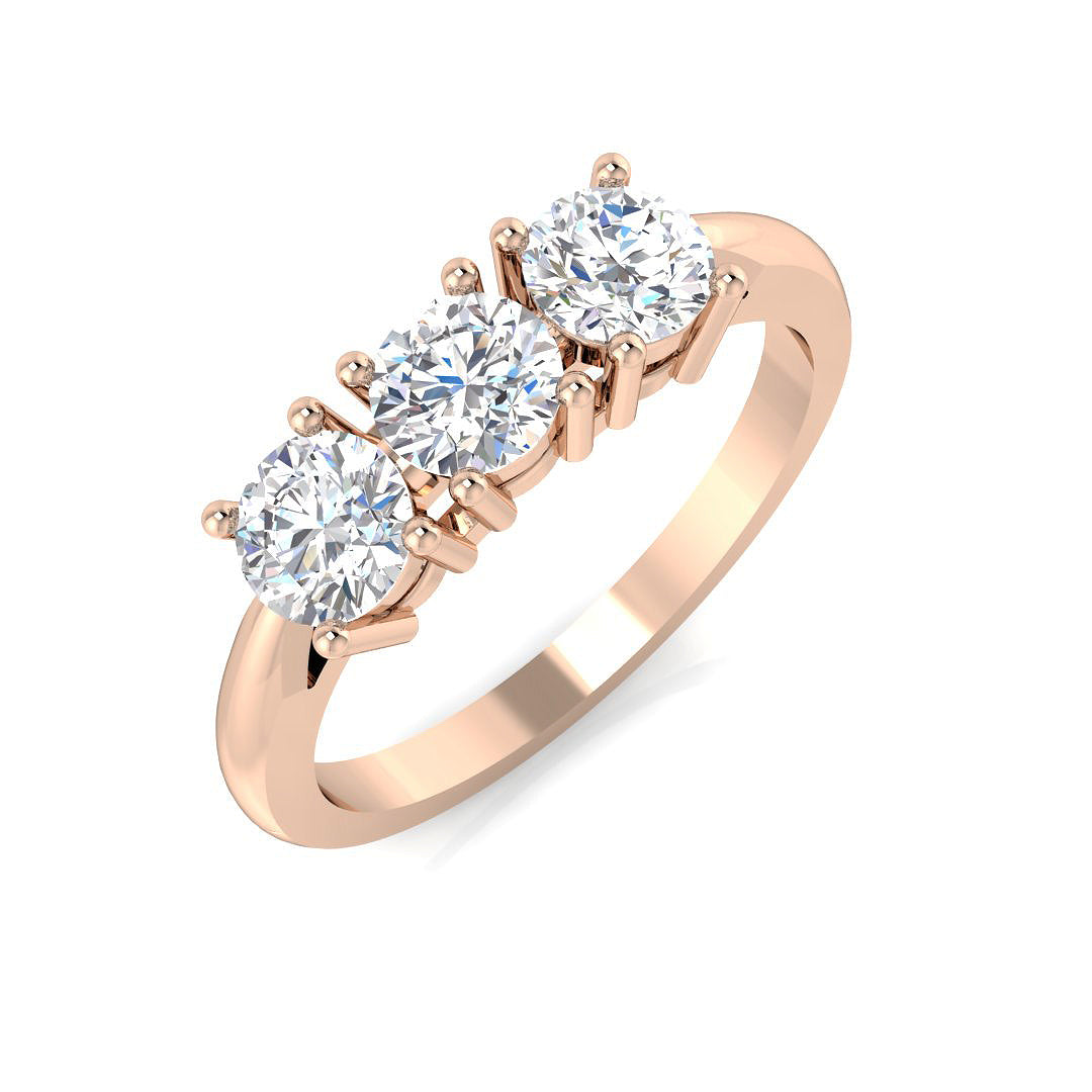 Three Stone Diamond Ring 0.57ct–3.21ct – SR4262 – 18k Rose Gold