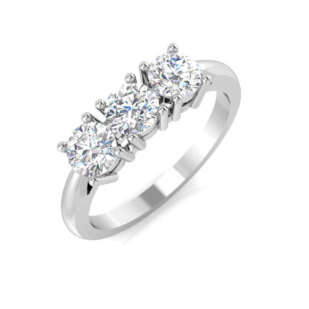 Three Stone Diamond Ring 0.57ct–3.21ct – SR4262 – 18k White Gold