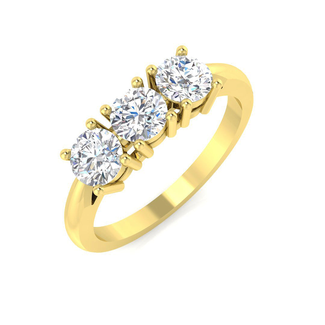 Three Stone Diamond Ring 0.57ct–3.21ct – SR4262 – 18k Yellow Gold