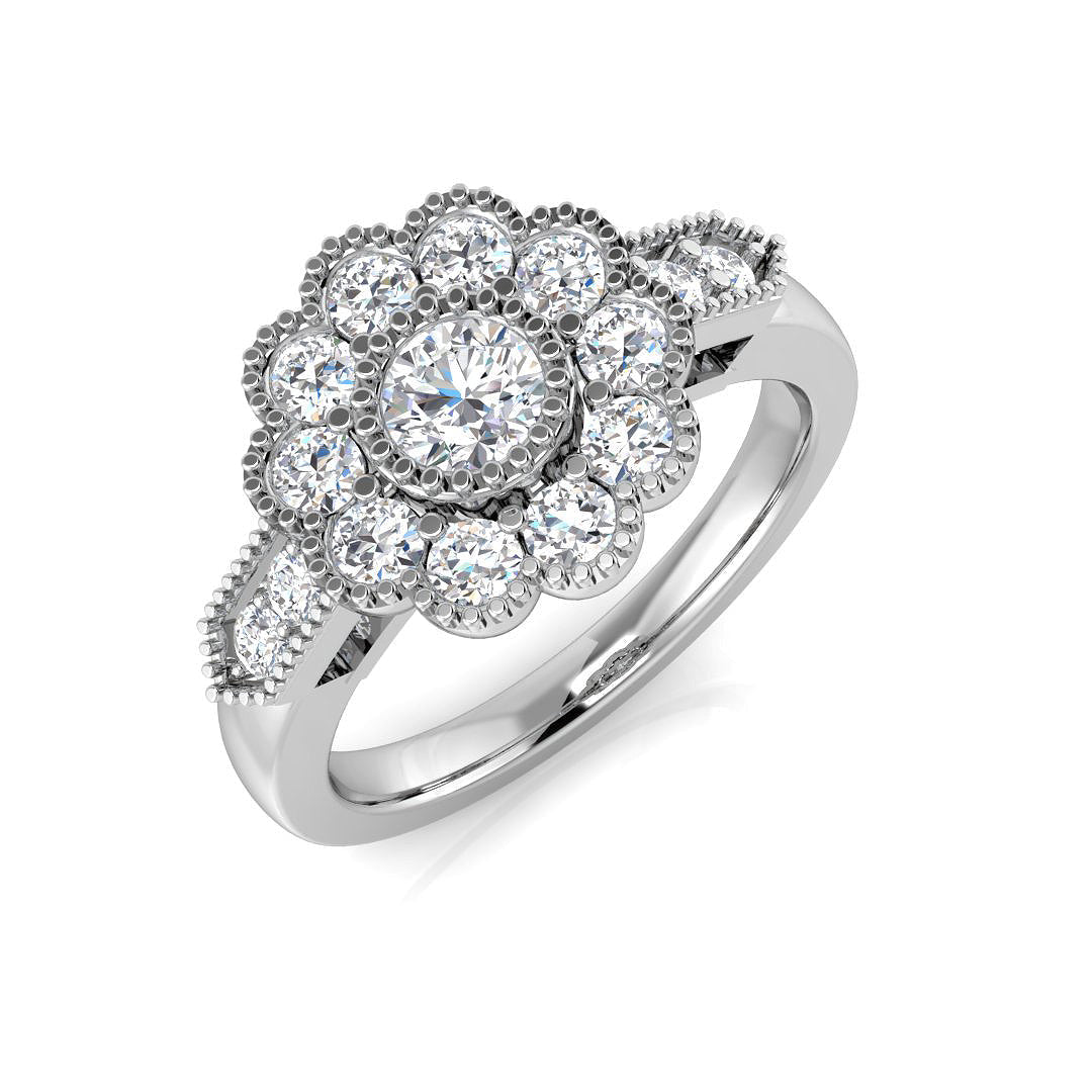 Vintage Diamond Ring 0.67ct–1.0ct – BJR0317 – 18k White Gold