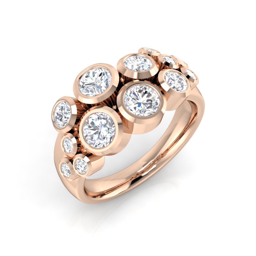 Bubble Diamond Ring 0.8ct–2.52ct – SR814 – 18k Rose Gold