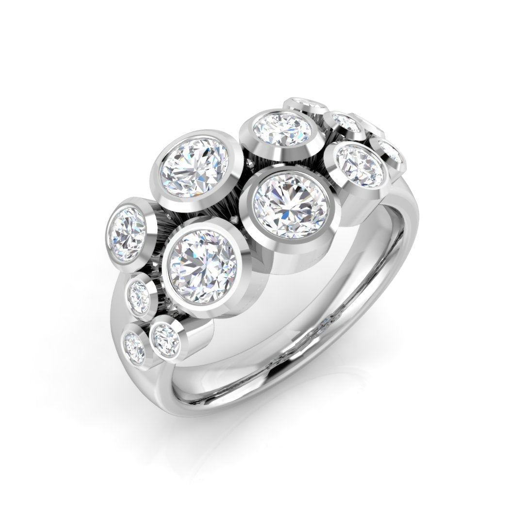 Bubble Diamond Ring 0.8ct–2.52ct – SR814 – 18k White Gold