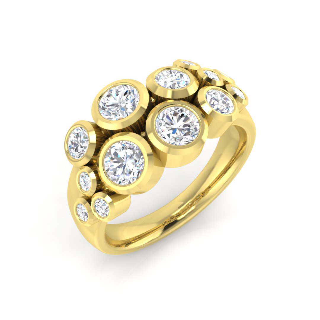Bubble Diamond Ring 0.8ct–2.52ct – SR814 – 18k Yellow Gold