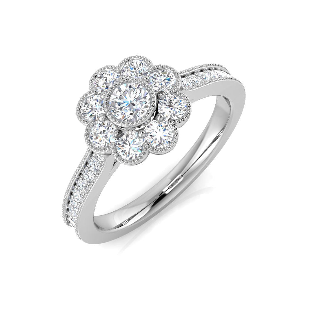 Cluster Diamond Ring 0.71ct–0.78ct – BJR0398 – 18k White Gold