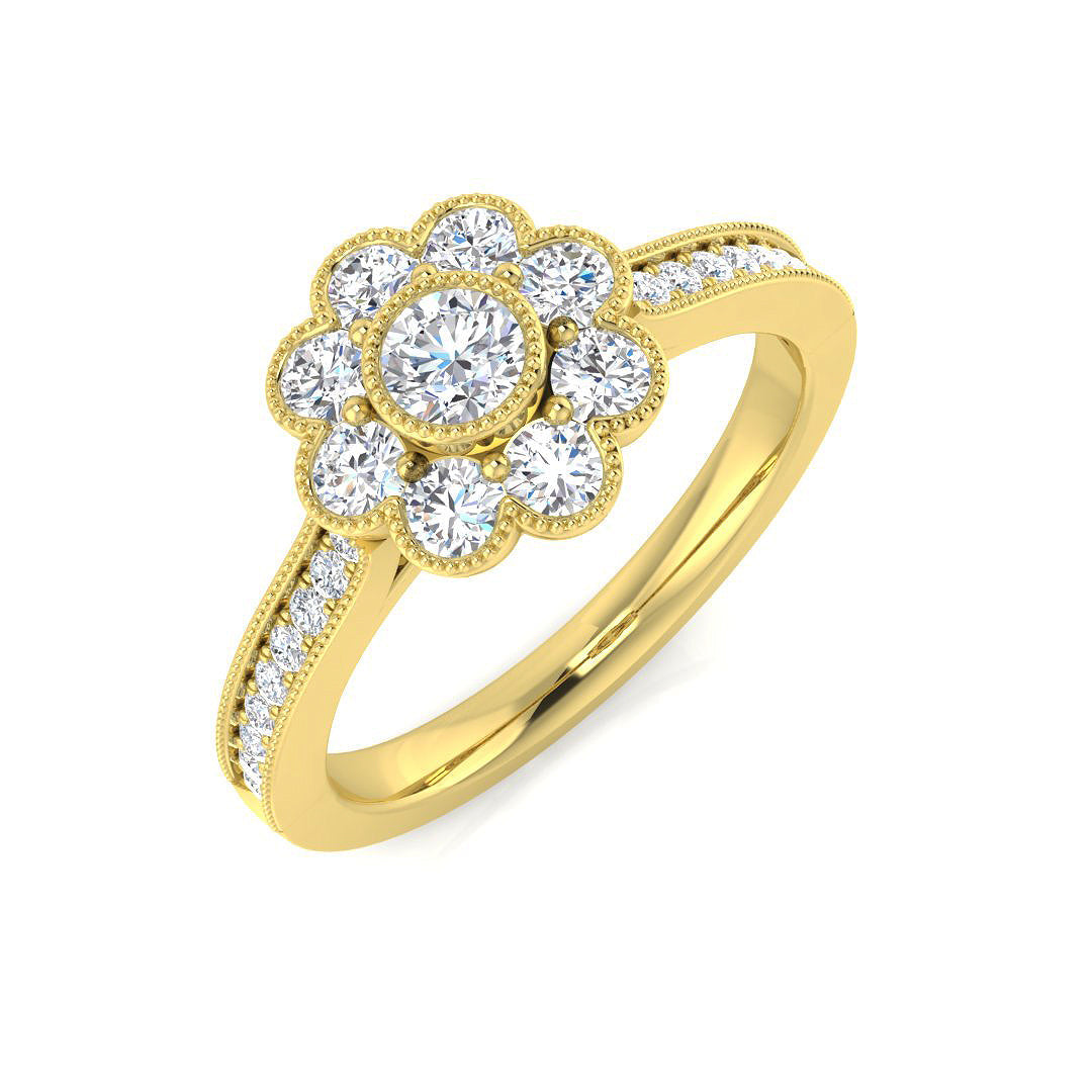 Cluster Diamond Ring 0.71ct–0.78ct – BJR0398 – 18k Yellow Gold