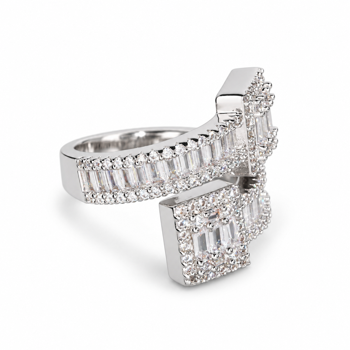 925 Silver Baguette Lab Diamond Ring