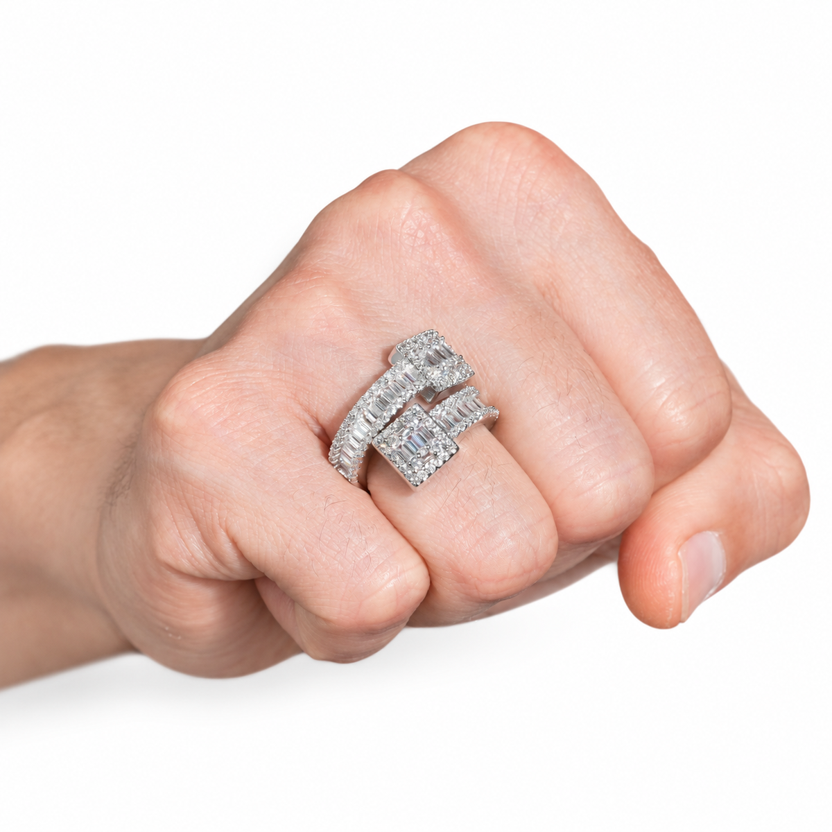 925 Silver Baguette Lab Diamond Ring