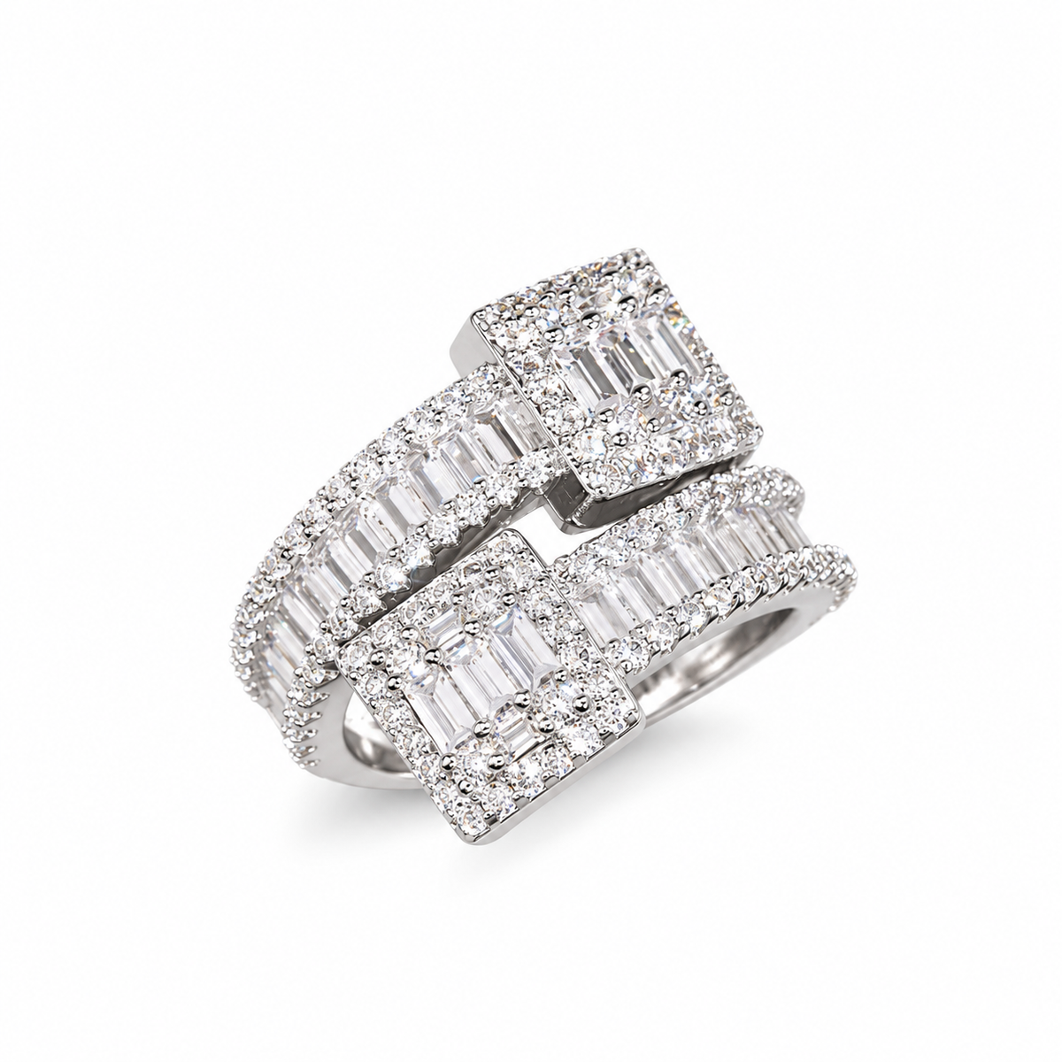 925 Silver Baguette Lab Diamond Ring
