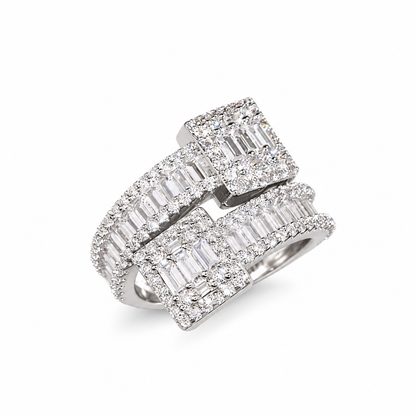 925 Silver Baguette Lab Diamond Ring