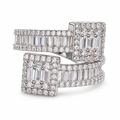 925 Silver Baguette Lab Diamond Ring