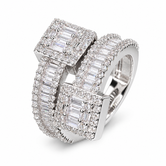 925 Silver Baguette Lab Diamond Ring