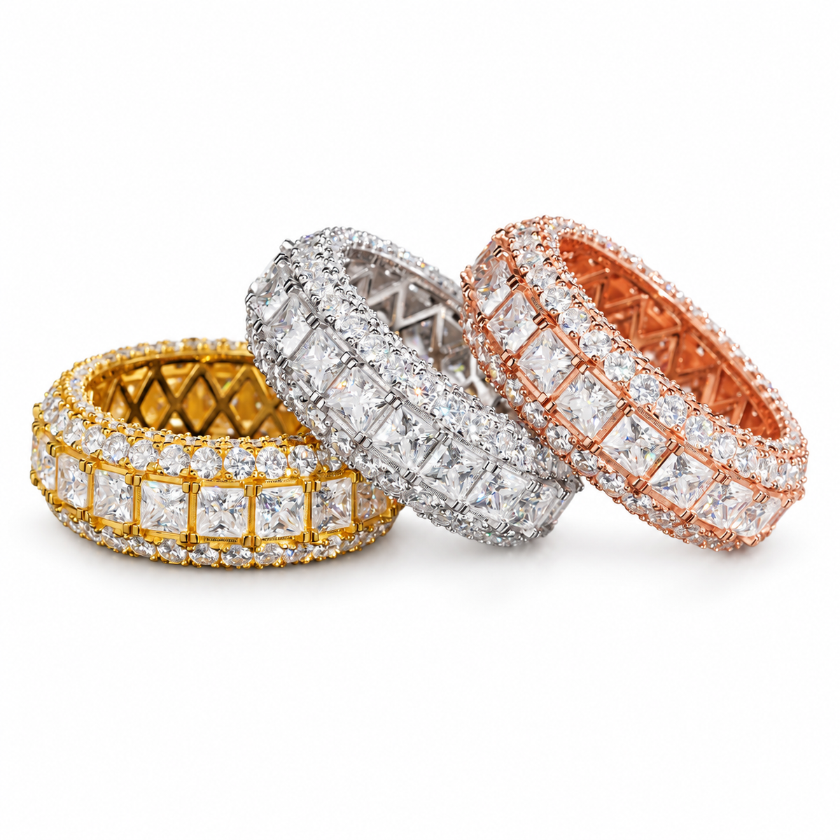 14K Gold Princess Cut Lab Diamond Cluster Ring