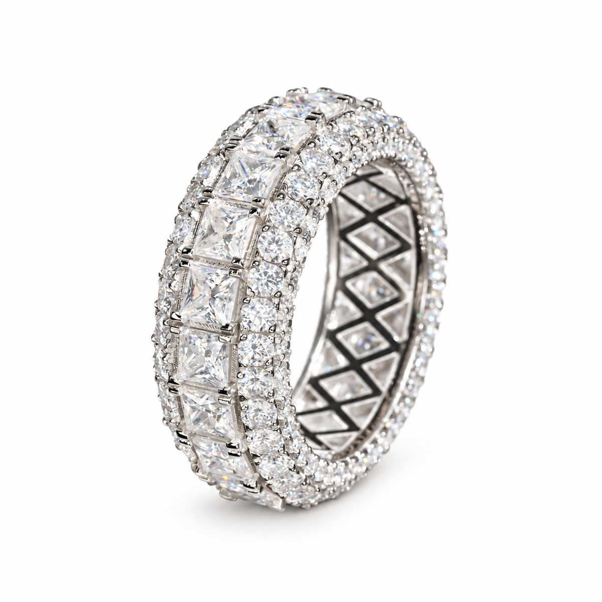 14K Gold Princess Cut Lab Diamond Cluster Ring