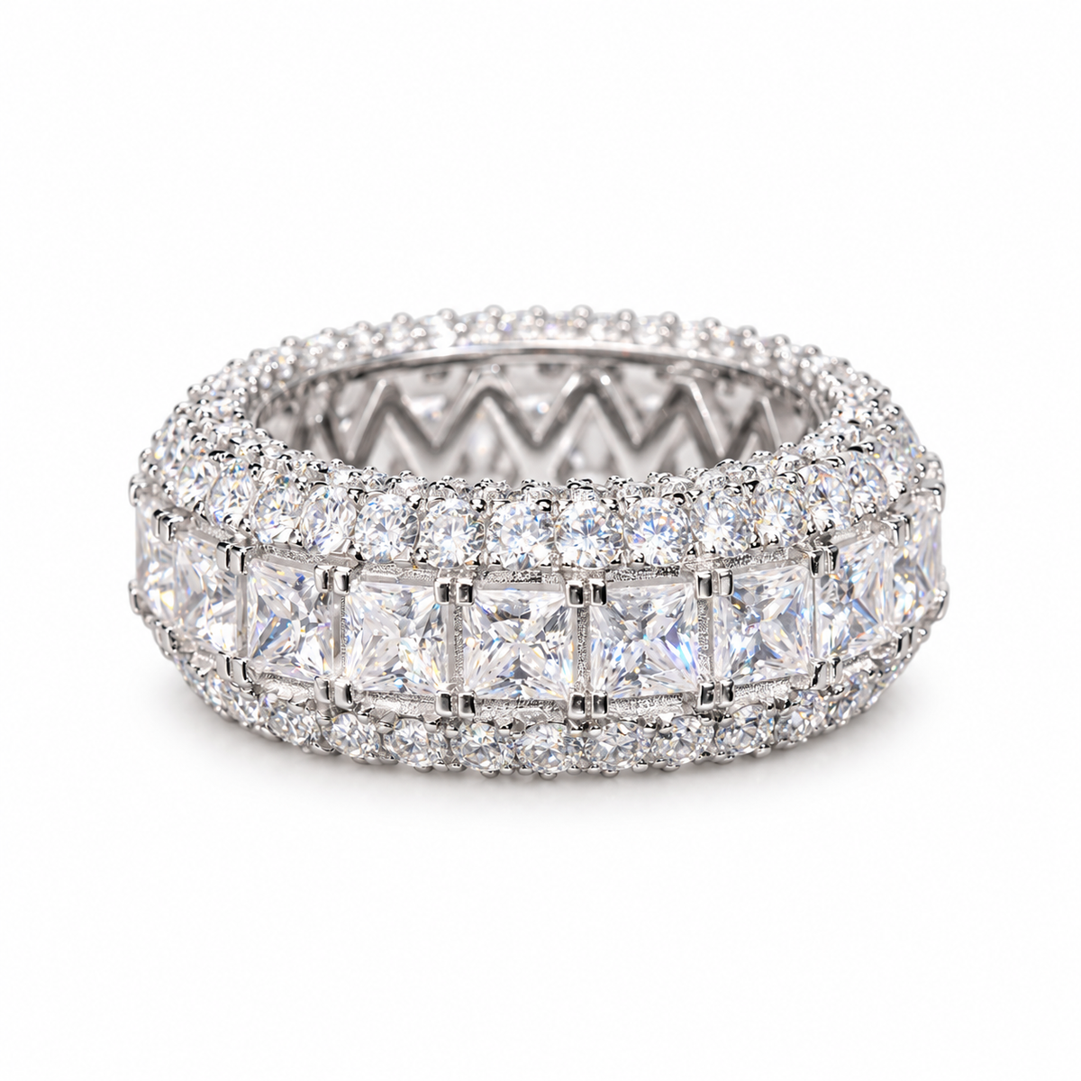 14K Gold Princess Cut Lab Diamond Cluster Ring