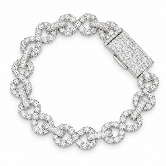8mm Lab Diamond Cuban Link Chain Bracelet