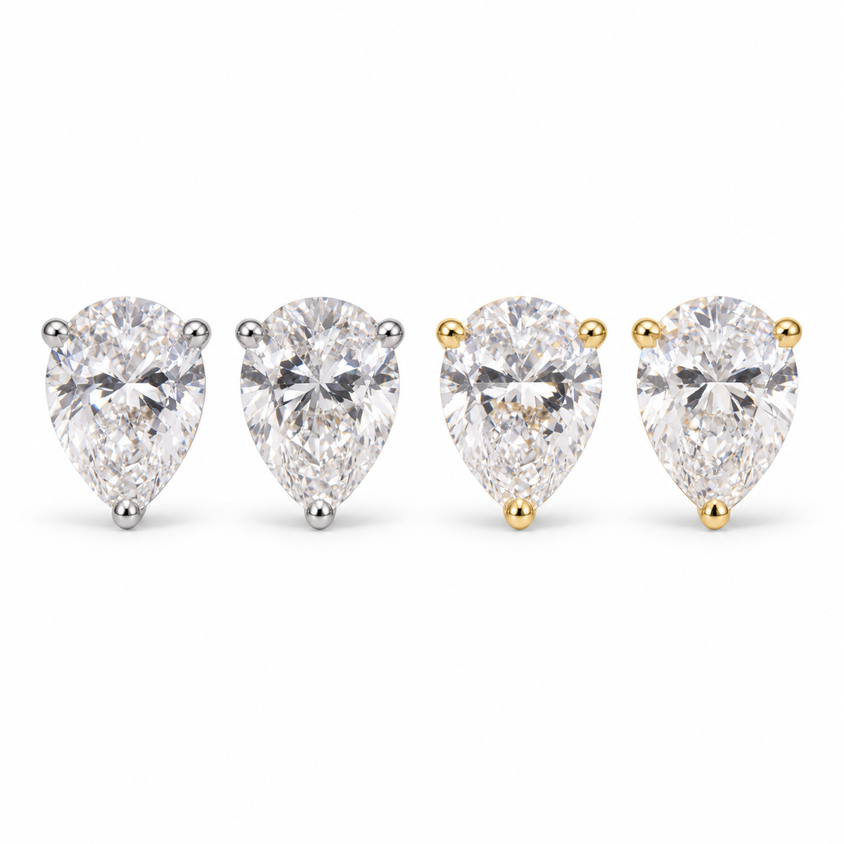 10K Gold Pear-Cut Lab-Grown Diamond Stud Earrings with Screw-Backs