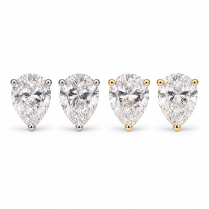 10K Gold Pear-Cut Lab-Grown Diamond Stud Earrings with Screw-Backs