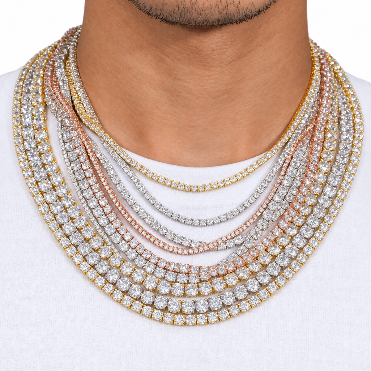 925 Sterling Silver VVS Moissanite Tennis Chain