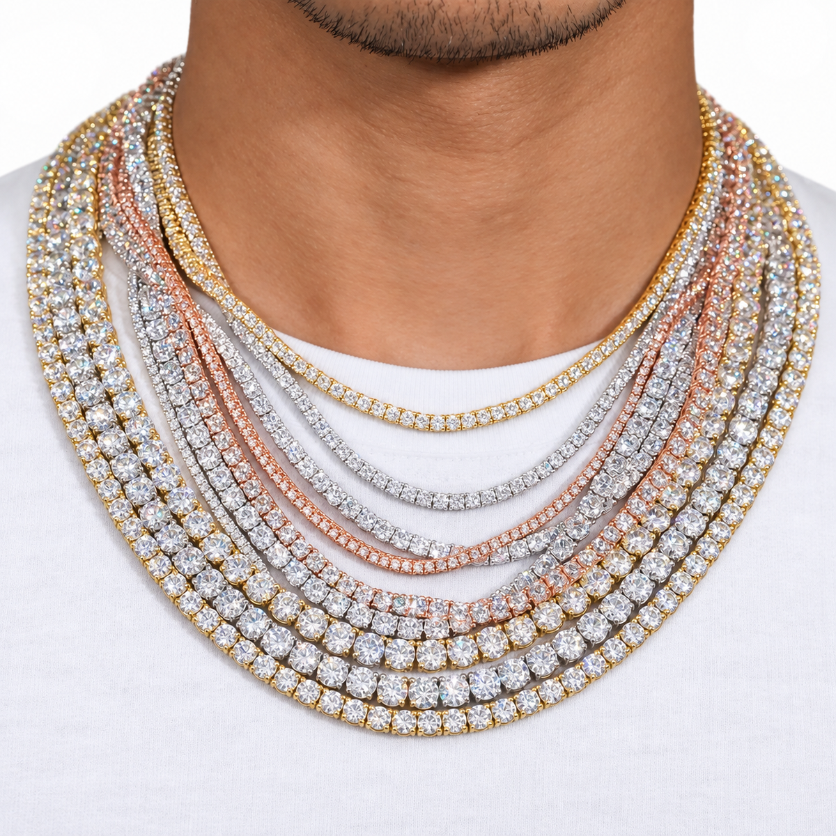 925 Sterling Silver VVS Moissanite Tennis Chain