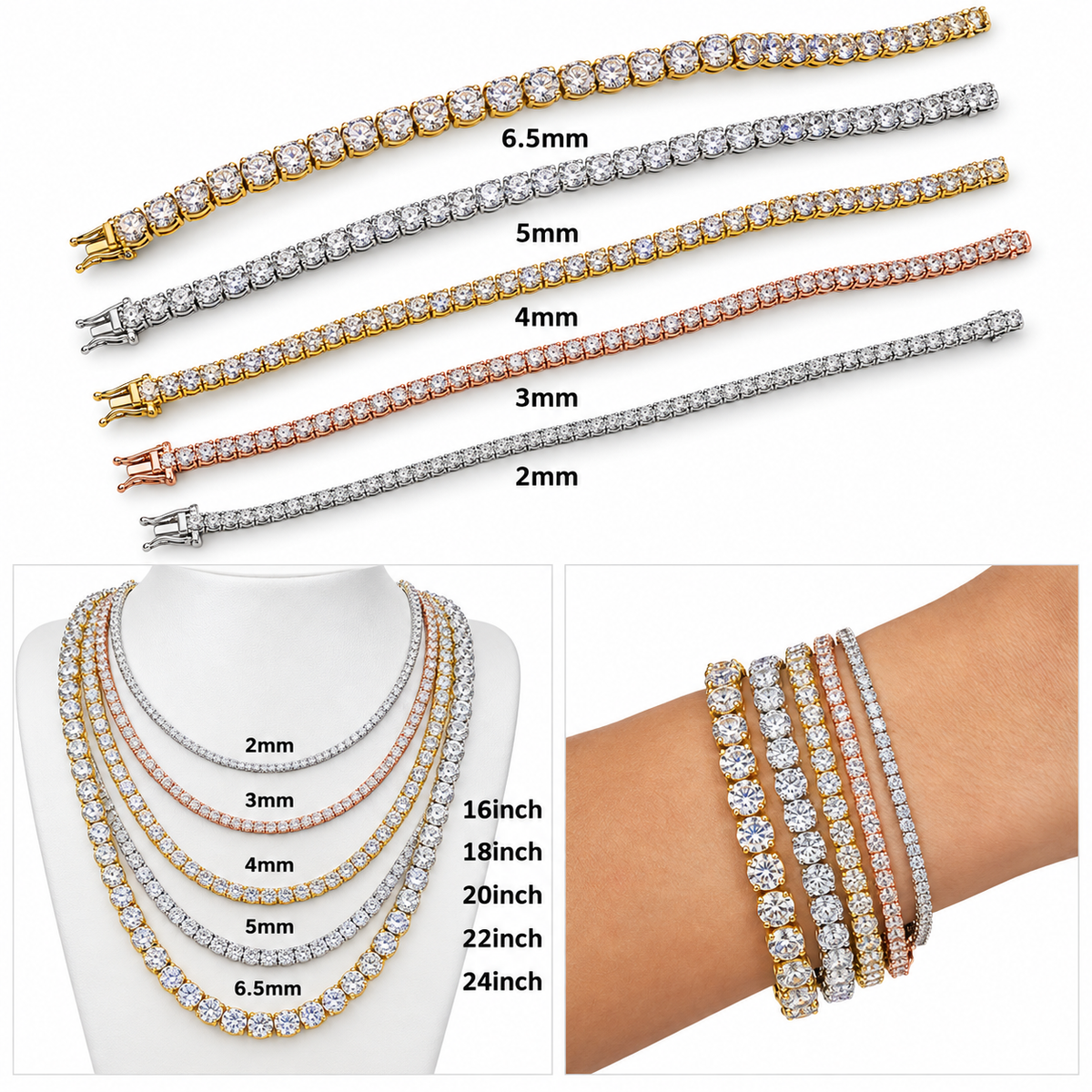 925 Sterling Silver VVS Moissanite Tennis Chain