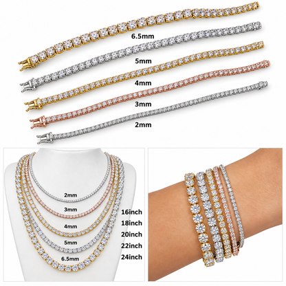 925 Sterling Silver VVS Moissanite Tennis Chain