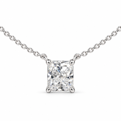 IGI Certified 10k White Gold 1.04ct Princess Cut Lab Grown Diamond Pendant Necklace