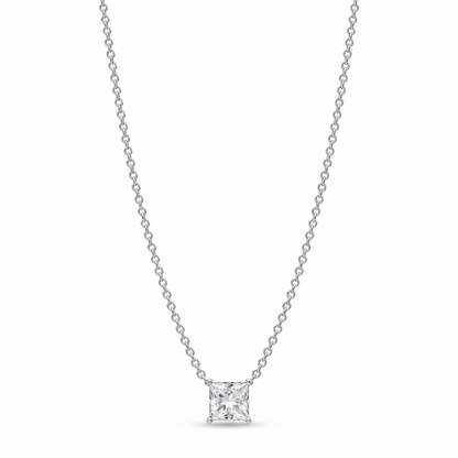 IGI Certified 10k White Gold 1.04ct Princess Cut Lab Grown Diamond Pendant Necklace