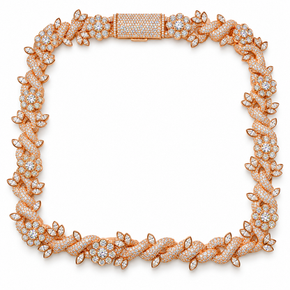 18mm Floral Cuban Link Chain