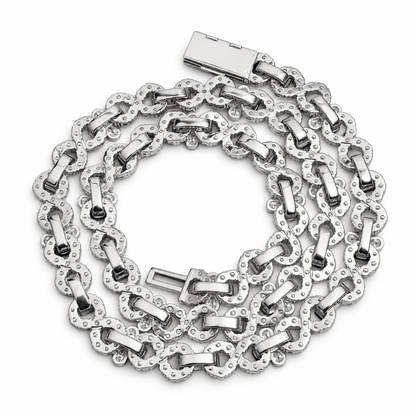 Flower Infinity Cuban Link Chain with Baguette and Pear
