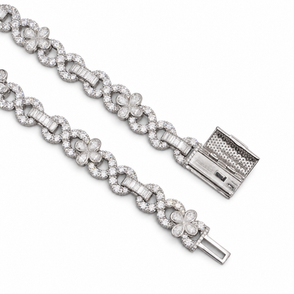 Flower Infinity Cuban Link Chain with Baguette and Pear