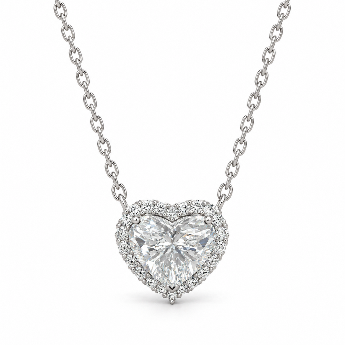 Heart Lab Grown Diamond Halo Necklace