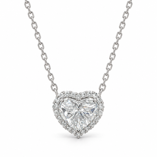 Heart Lab Grown Diamond Halo Necklace