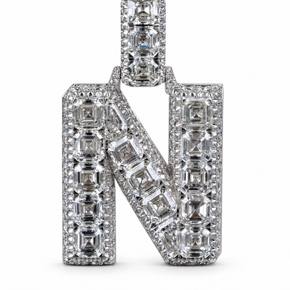 Asscher Cut Lab Diamond Letter Pendant