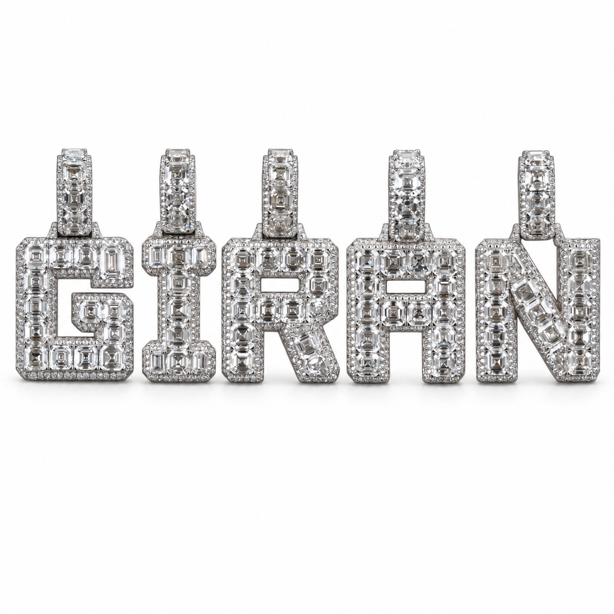 Asscher Cut Lab Diamond Letter Pendant