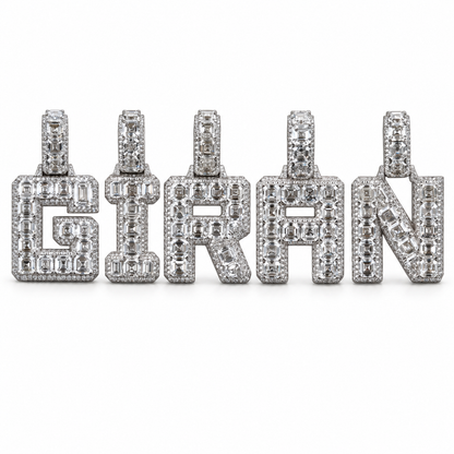 Asscher Cut Lab Diamond Letter Pendant
