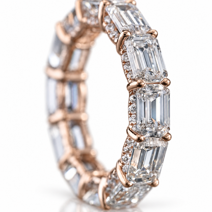 Emerald-Cut Lab-Grown Diamond Eternity Ring in 10K Rose Gold