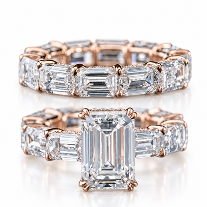 Emerald-Cut Lab-Grown Diamond Eternity Ring in 10K Rose Gold