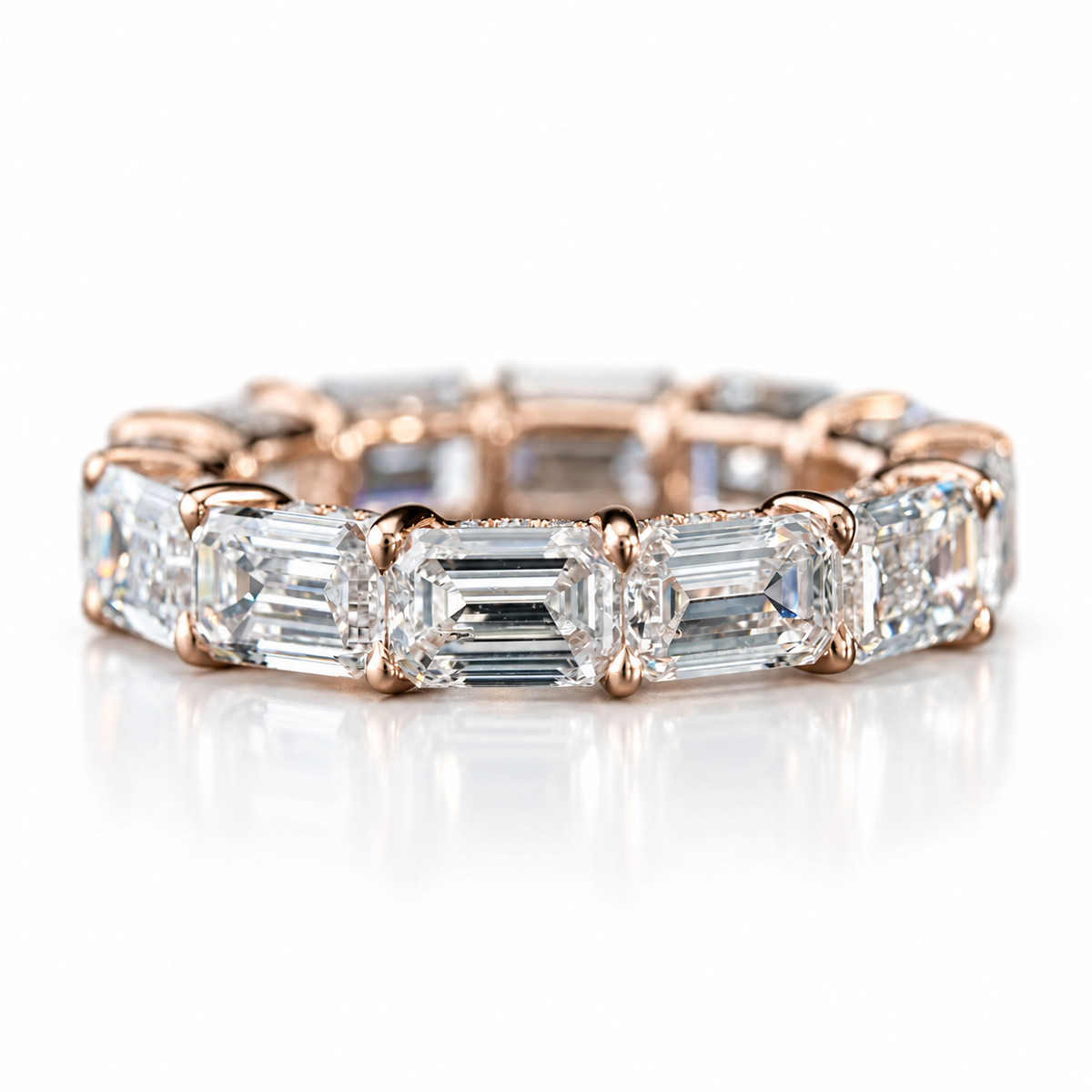 Emerald-Cut Lab-Grown Diamond Eternity Ring in 10K Rose Gold