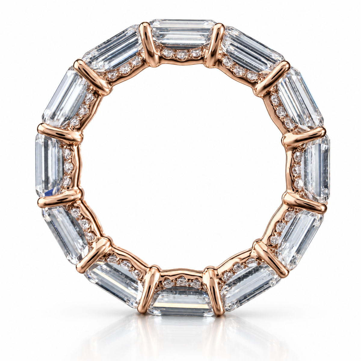 Emerald-Cut Lab-Grown Diamond Eternity Ring in 10K Rose Gold