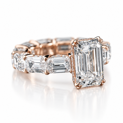 Emerald-Cut Lab-Grown Diamond Eternity Ring in 10K Rose Gold