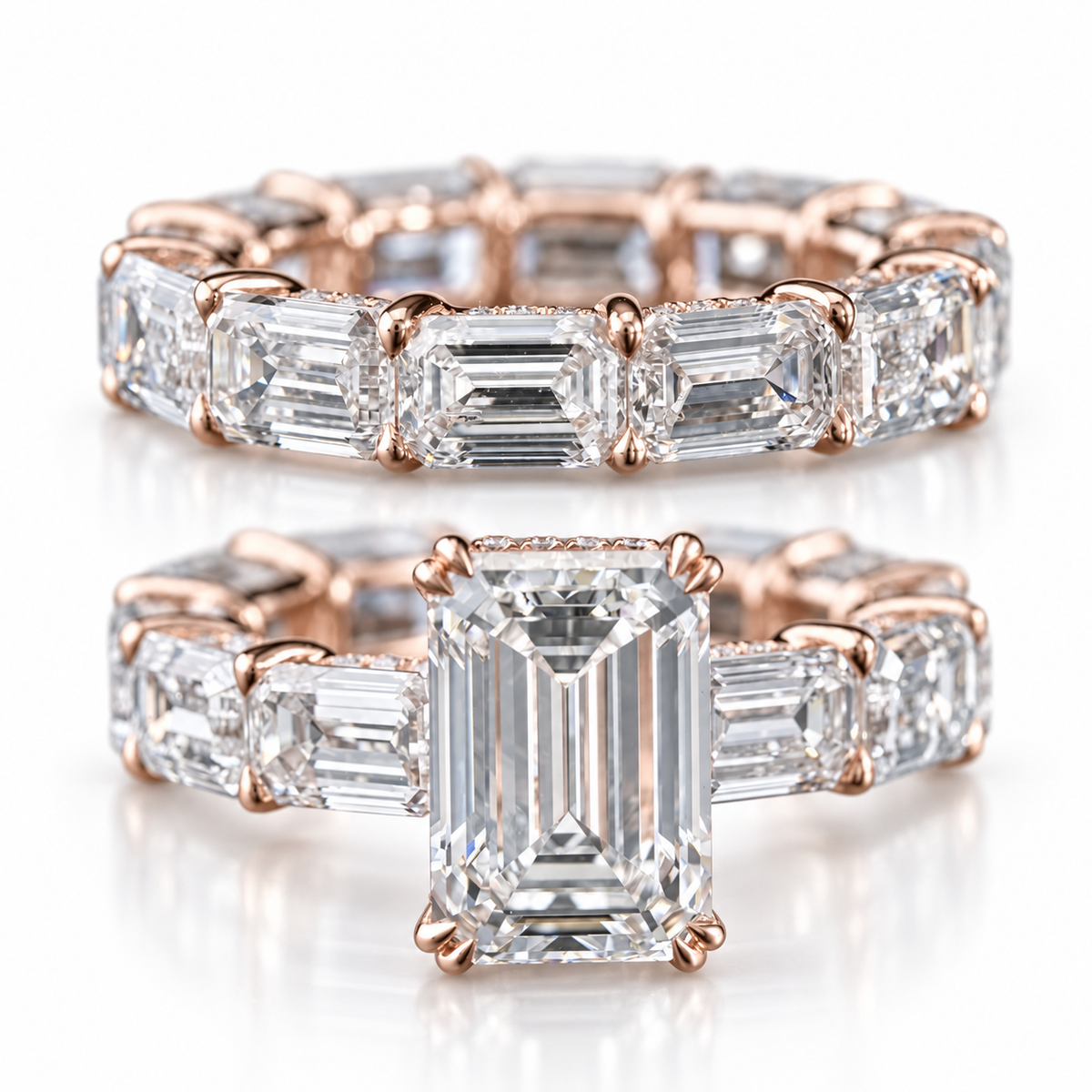 Emerald-Cut Lab-Grown Diamond Eternity Ring in 10K Rose Gold