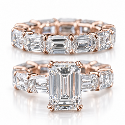 Emerald-Cut Lab-Grown Diamond Eternity Ring in 10K Rose Gold