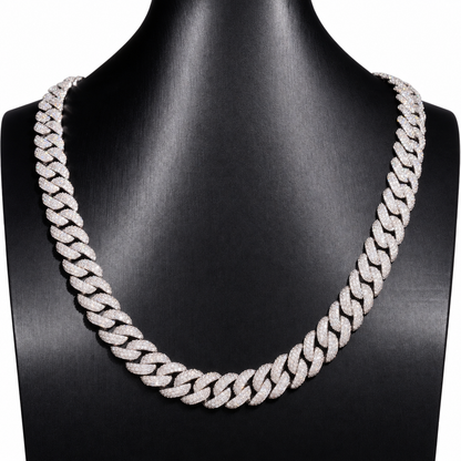 13mm Lab-Grown Diamond Flower-Set Cuban Link Chain